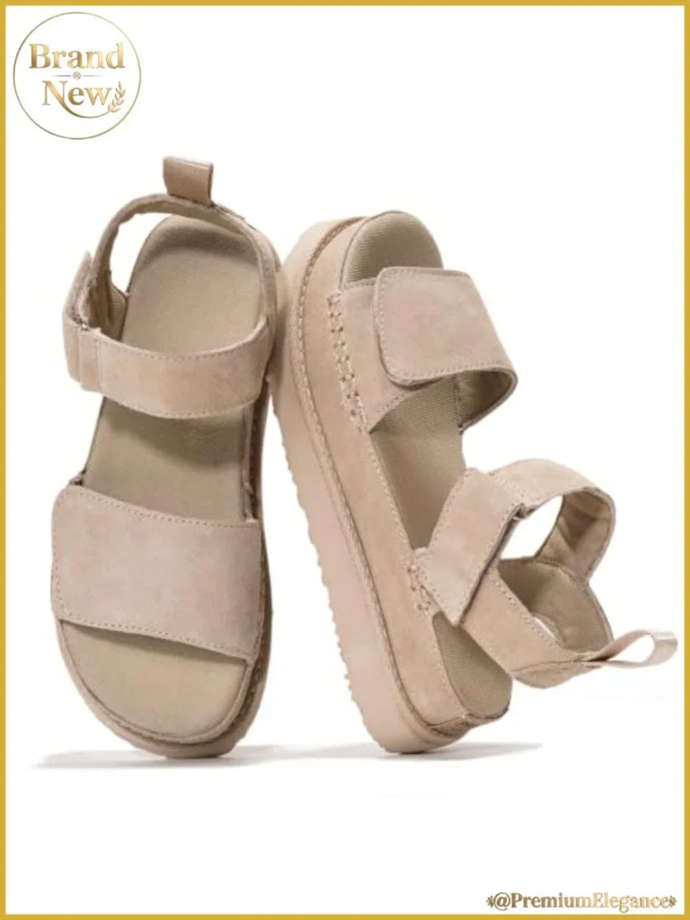 Genuine Leather Platform Sandals for Women Memory Foam Comfort Slides